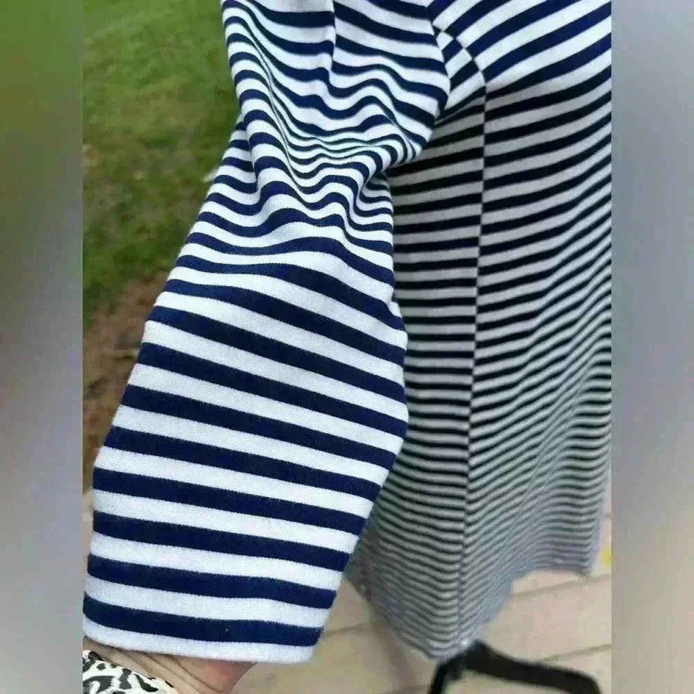 J. Crew Factory Women’s pullover dress striped navy/white Medium casual preppy - Picture 4 of 8